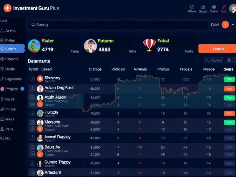 Investment Guru Plus game dashboard showing portfolio